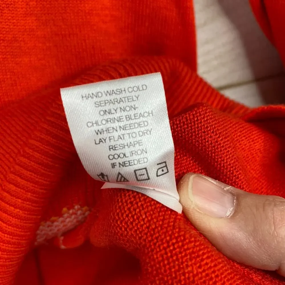 Laurie Felt Womens Sweater Sz S Rayon Cashmere Blend Orange Daisy Print V Neck